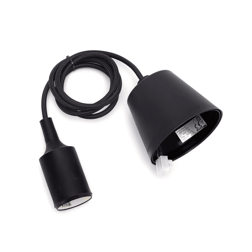 SUPORTE DE LÂMPADA DE PLÁSTICO E27 2X0,75MM2 1M PRETO