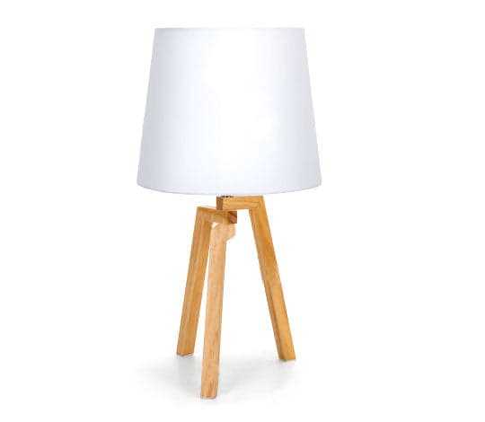 CANDEEIRO DE MESA EM MADEIRA BRANCO