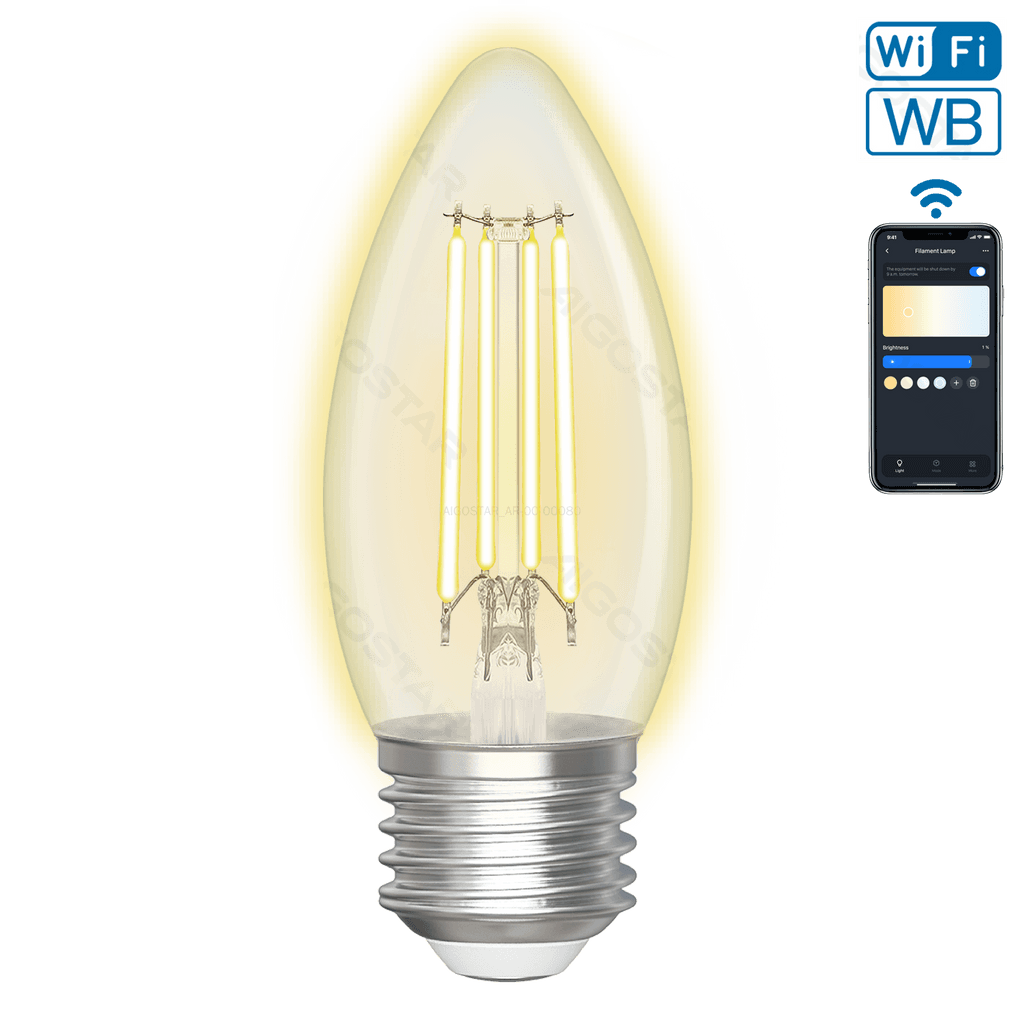 LÂMPADA DE FILAMENTO INTELIGENTE WI-FI WB C35 E27 (TRANSPARENTE)