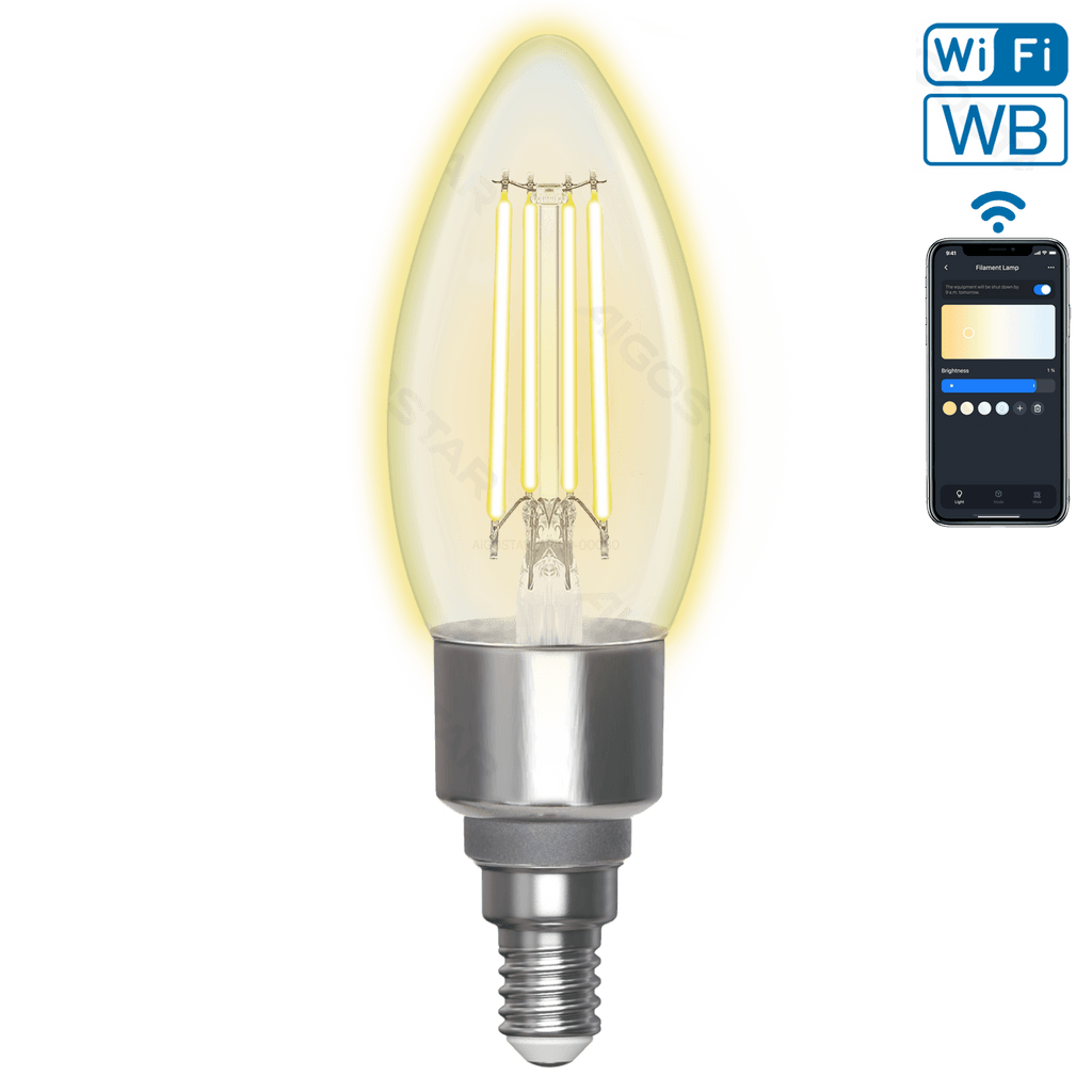 LÂMPADA DE FILAMENTO INTELIGENTE WI-FI WB C35 E14 (TRANSPARENTE)