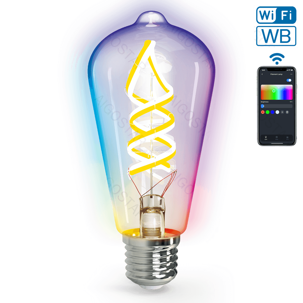 LÂMPADA INTELIGENTE DE FILAMENTOSWIFI WB ST64 E27 4.9W RGB+CCT