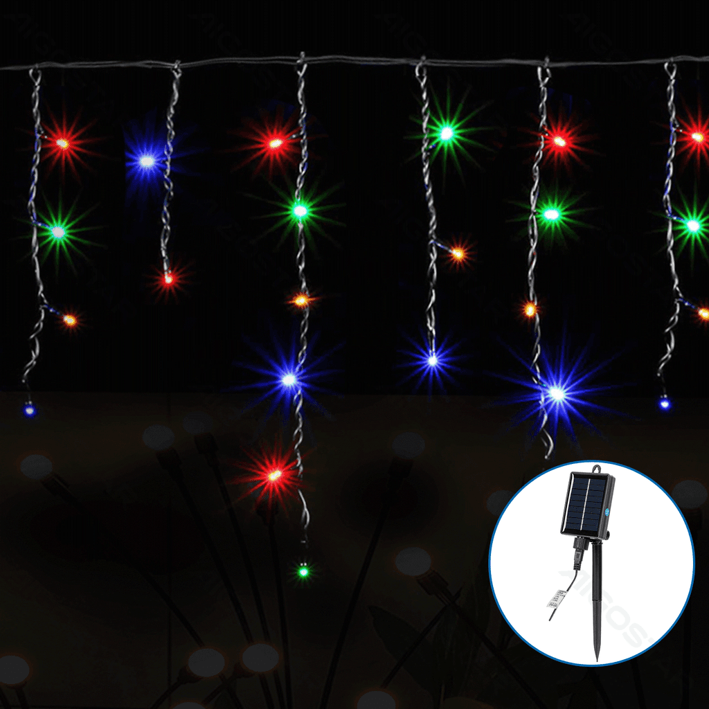 SOLAR ICICLE (WAVE) LUZES DE CORDAS PLANAS, RGBY, 3M+5M*0,6M