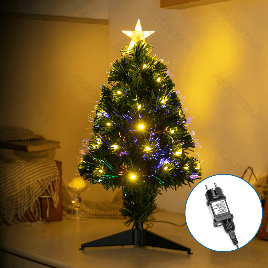 ÁRVORE DE NATAL DE FIBRA OPTIC DE BAIXA TENSÃO, BRANCO QUENTE, 15