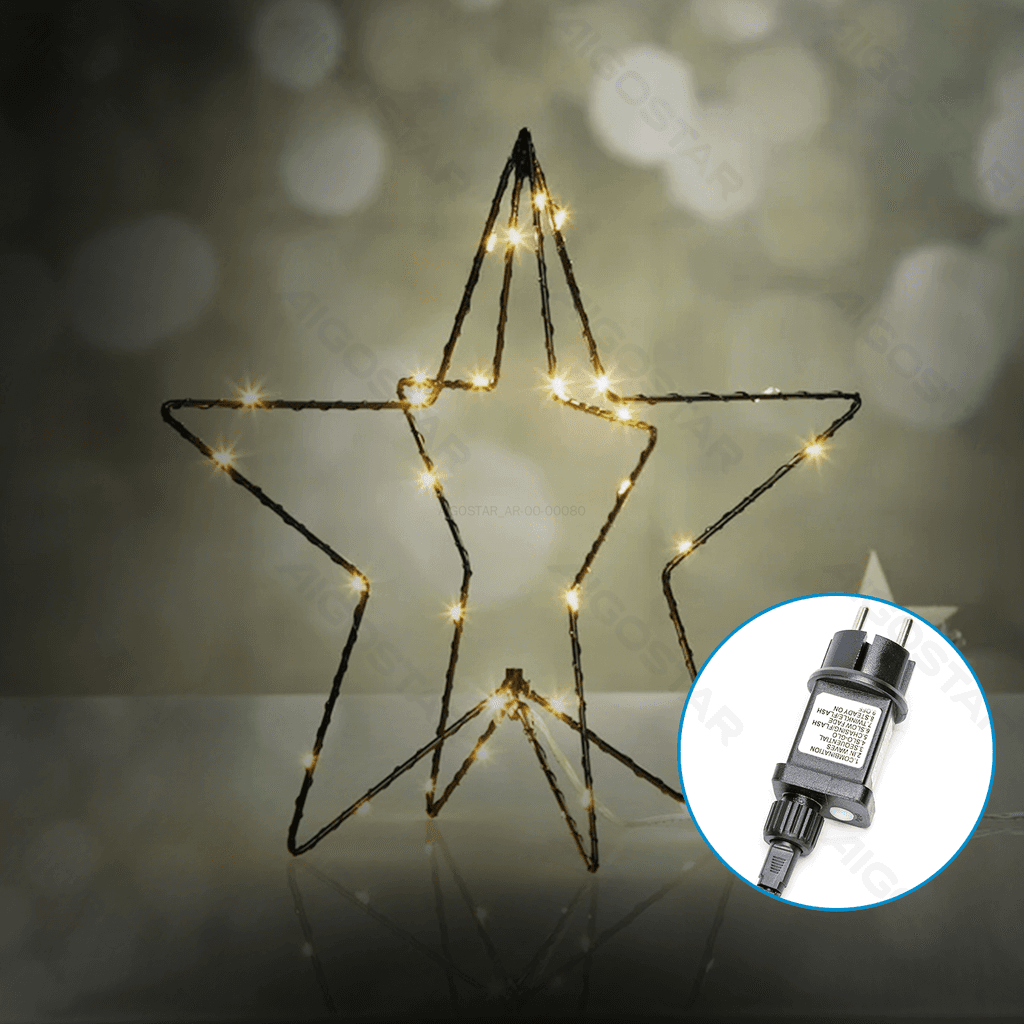 DECORAÇÃO DE NATAL - LUZ DE PENTAGRAMA 3D DE BAIXA TENSÃO, BRANCO