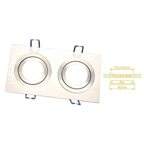 Aro Duplo Quadrado Ajustável em Aluminio para Lampadas MR16-GU10 - 0701954