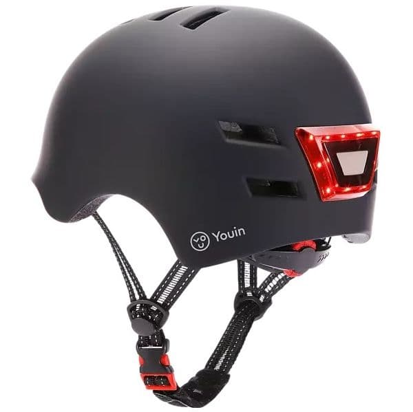 Youin Capacete C/ Luz led Dianteiro e Traseiro Black - MA1010M