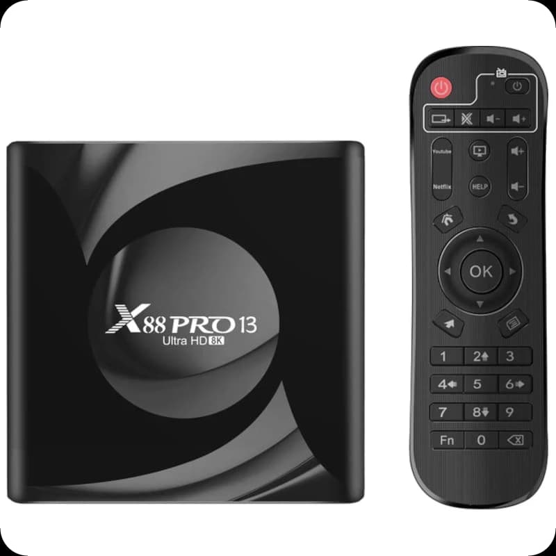 X88 PRO 13 4GB/64GB Caixa Acrílica Android 13 – Android TV