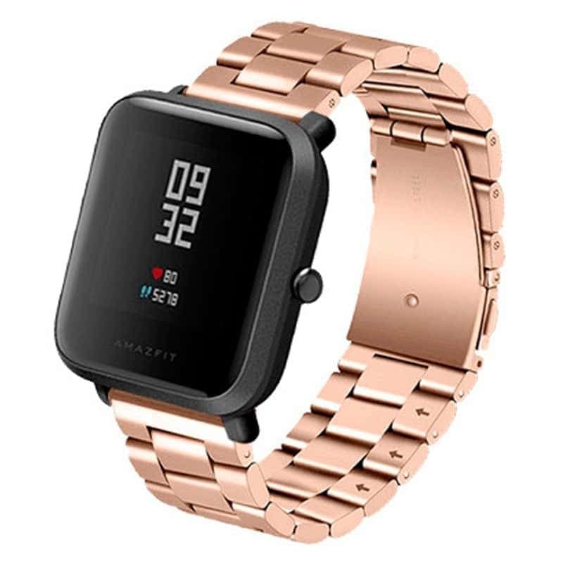 Pulseira Universal Metal Elos 20mm para Smartwatch Xiaomi/Amazfit/Samsung/Huawei/Realme/Ticwatch – Rosa