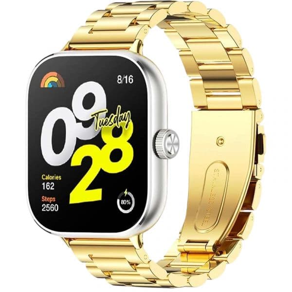 Crococase Pulseira Metal Elos para Xiaomi Mi Smart Band 9 Pro/Mi Band 8 Pro/Redmi Watch 4/Redmi Watch 5 Gold