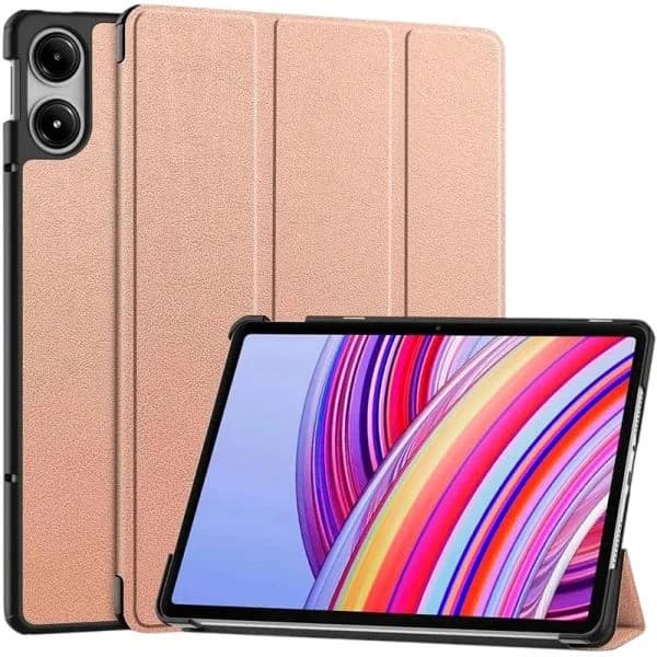 Crococase Capa Inteligente para Xiaomi Redmi Pad Pro 12.1" e Poco Pad 12.1" com Suporte Dourado Rosa