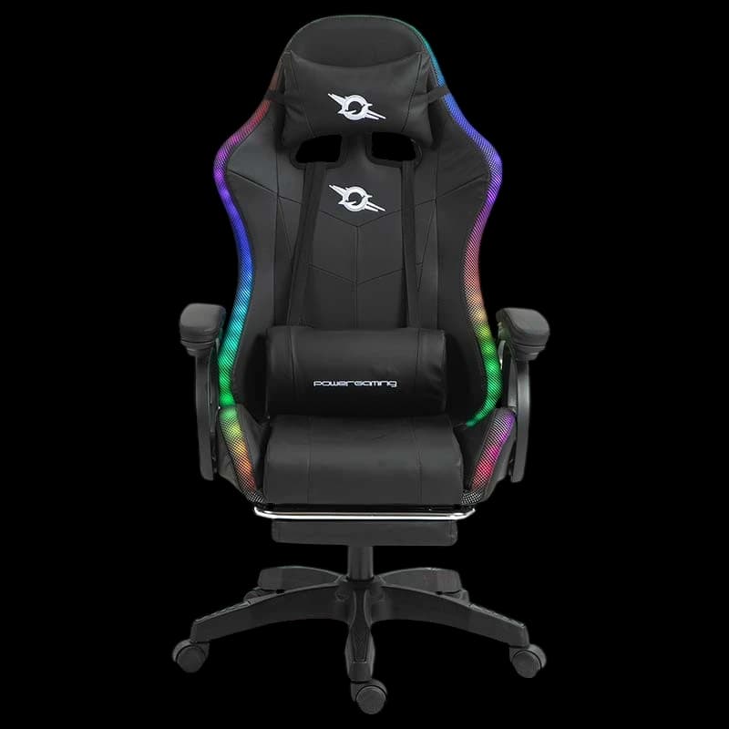 PowerGaming LED RGB Cadeira 7 pontos massagem Apoio para pés Preto