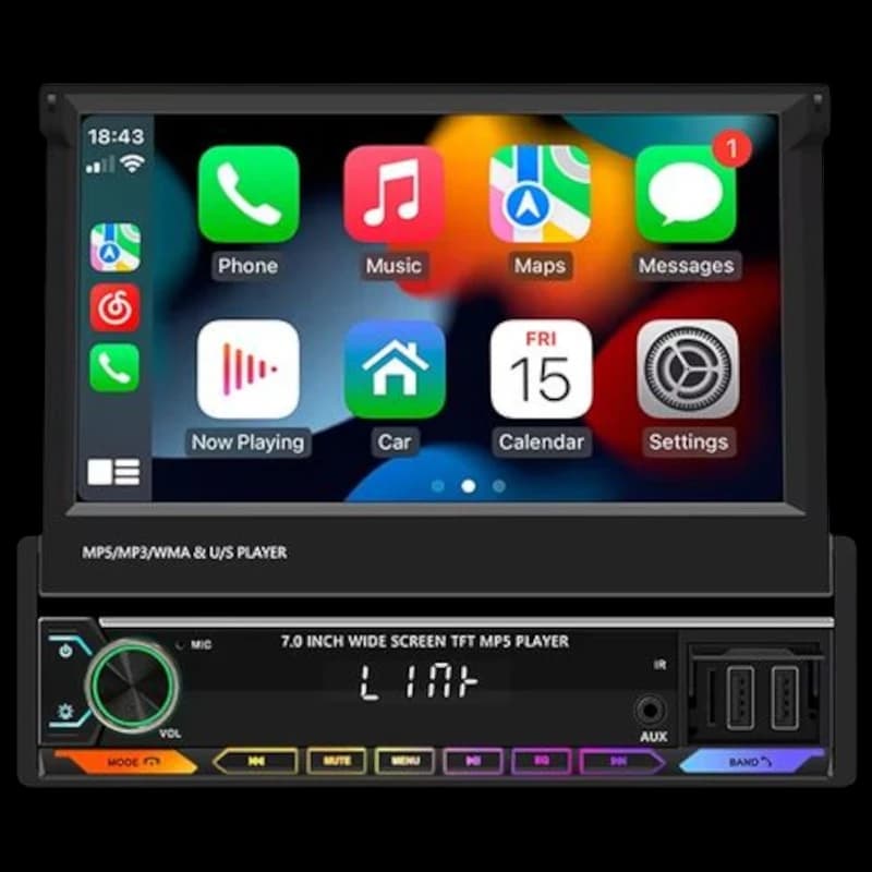 Autorrádio 1 DIN SWM 9614C 7" Bluetooth/CarPlay USB Preto