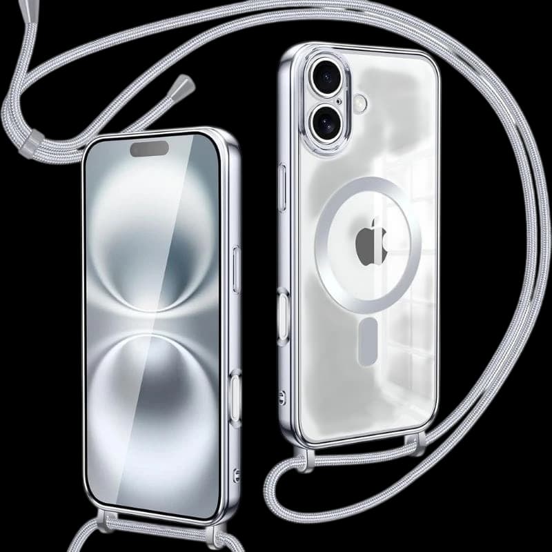 Capa Magnética com Pendente para iPhone 16 Prata