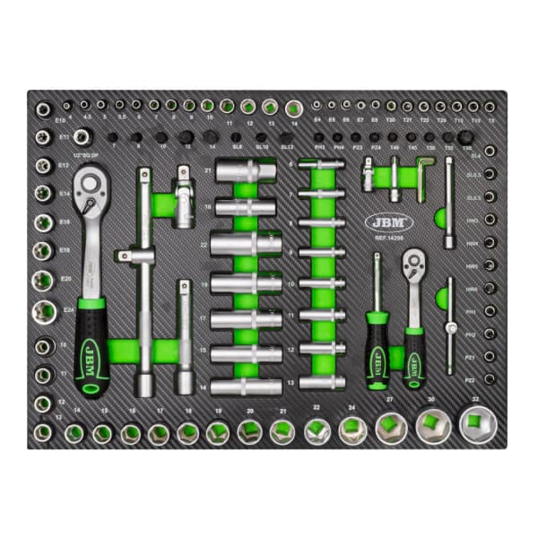 Jbm Pontas Socket Set Tool Tray 108 Peças Prateado