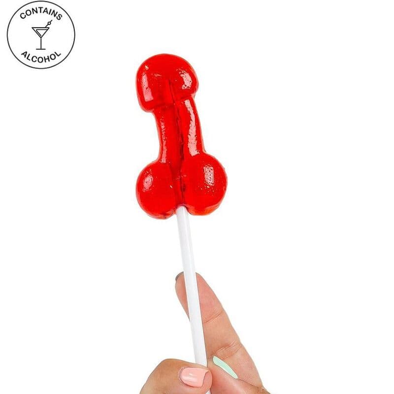 Secret Play Chupa-Chupa Pénis Erótico com Álcool Daiquiri de Morango 26g
