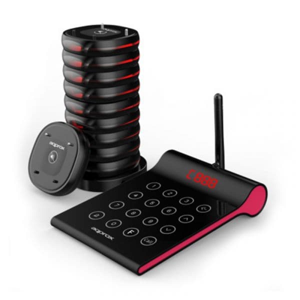 Approx Kit 10 Avisadores de Clientes 400m 32h Transmissão Tátil 4 Digitos e Base de Carga para 10 Unidades
