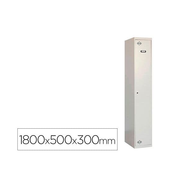 Locker Cacifo Metálico 1 Porta com Fechadura Respiro e Caixilho para Etiquetas Cinza 180x50x30cm