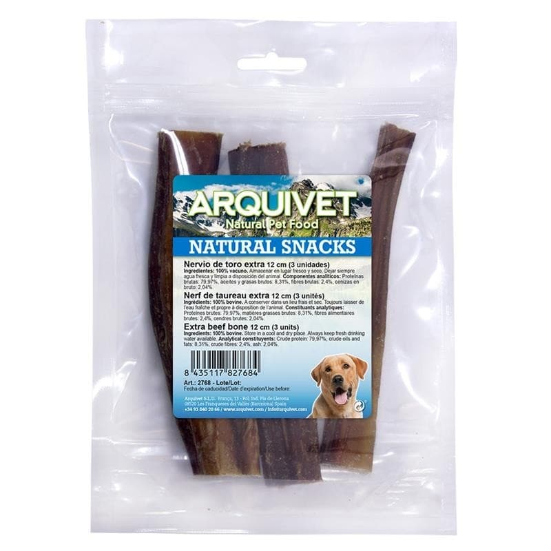 Arquivet Snack Natural Nervo De Touro 12cm 3 Unidades