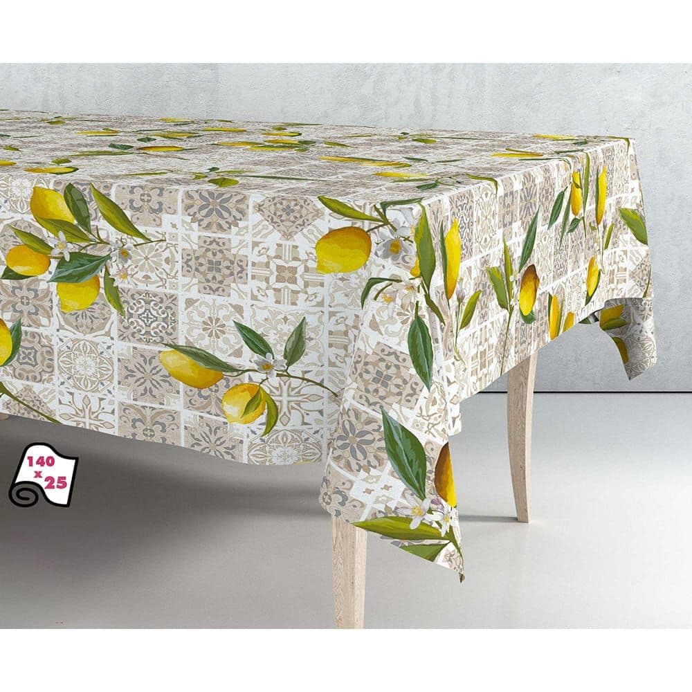 Exma Rolo Toalha de Mesa PVC 140cm x 25m Estampa Limão / Flores de Primavera