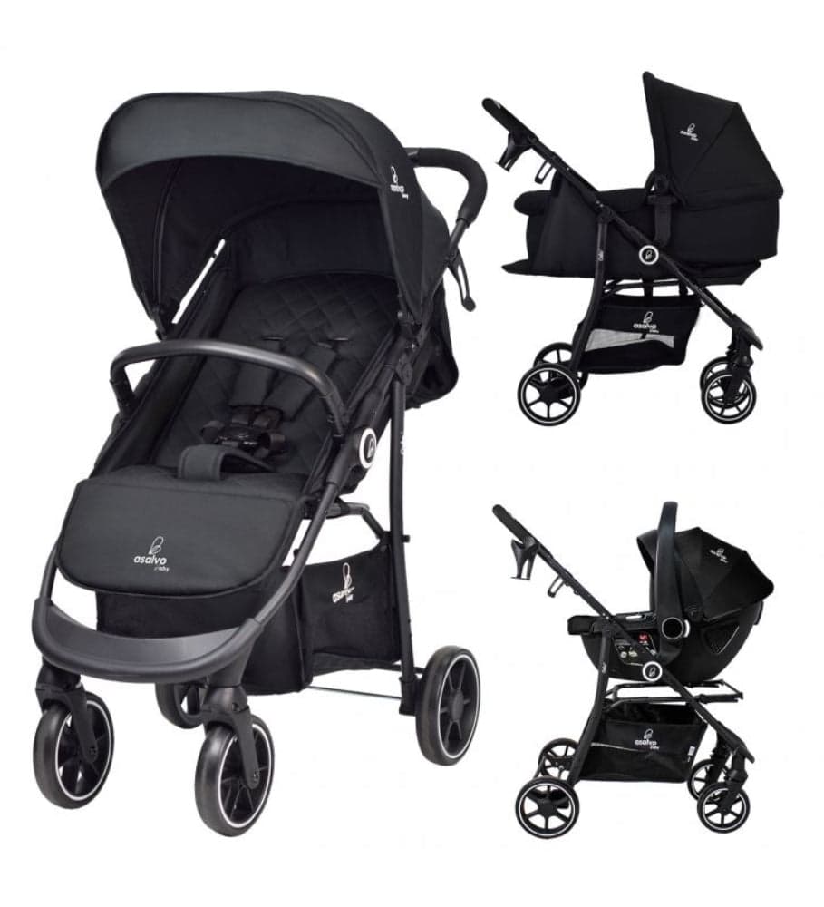Carrinho de bebé 3 em 1 Asalvo Oslo 2 Black