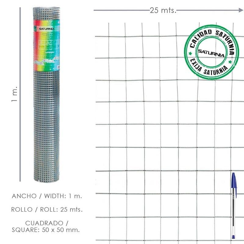 REDE VEDAÇAO METALICA QUADRADA 50MM 1X25M SATURNIA