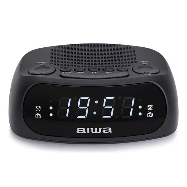 Aiwa Rádio Despertador CR-09J AM/FM Duplo Alarme Bateria de Respaldo Preto