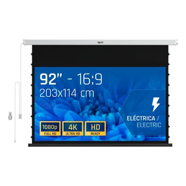 Iggual Ecrã de Projeção Elétrico PSIXS203 92" 16:9 Comando Remoto