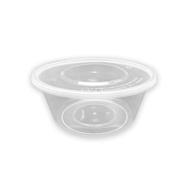 Embalagem de Plástico Redonda 500ml PP com Tampa, Pacote de 50 unidades