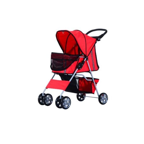 PawHut Carrinho Dobrável Animal de Estimação 75 x 45 x 97 cm Vermelho