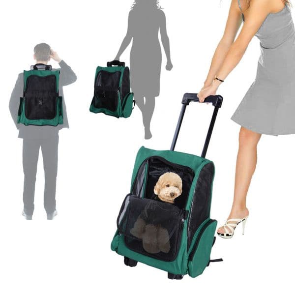 PawHut Transportin 2 em 1 Verde e Preto Oxford Aço 35x27x49 cm