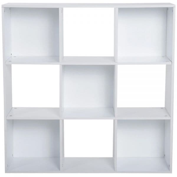HomCom Estante para Livros de 3 Níveis Estante de Madeira com 9 Compartimentos Estante Modular 91,5x29,5x91,5 cm Branco - 833-422WT