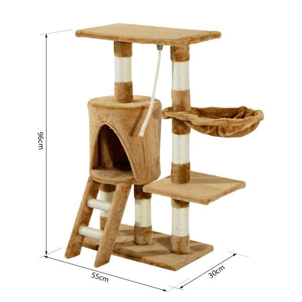 PawHut Arranhador Árvore Grande com Ratinho de Brincar Bege 100cm
