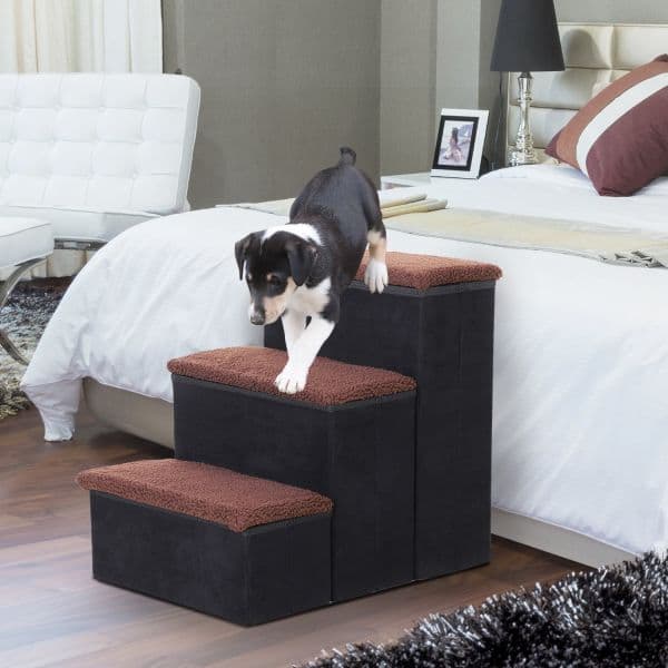 Pawhut Escada para Cães & Gatos 3 Etapas Dobráveis 50 cm