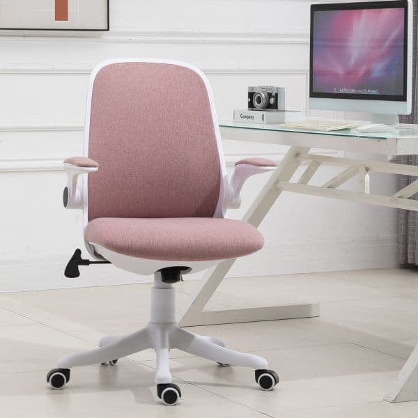 Vinsetto Cadeira de Escritório Giratória Função de Inclinação Altura Ajustável com Carga 120 Kg 62,5x60x90-98 cm Rosa - 921-330PK