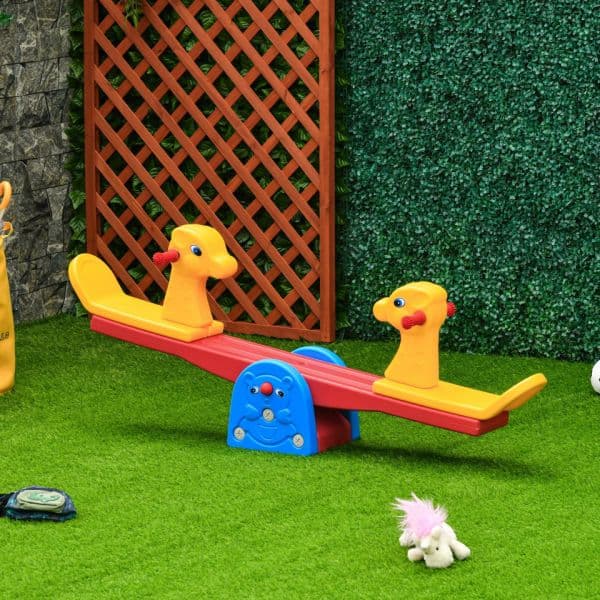 HomCom Baloiço Infantil em Forma de Girafa com Encosto 150x32x60cm Multicor