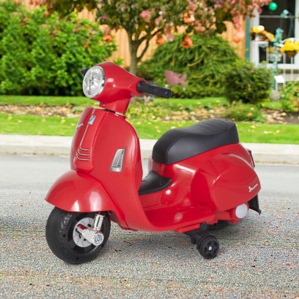 Homcom Mota Elétrica Faróis Buzina E 4 Rodas 66,5x38x52 cm Vermelho