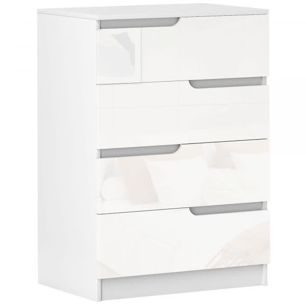 Homcom Cómoda com 4 Gavetas Cómoda de Quarto Moderna com Sistema Anti-tombo 60x40x85 cm Branco - 831-905V00WT