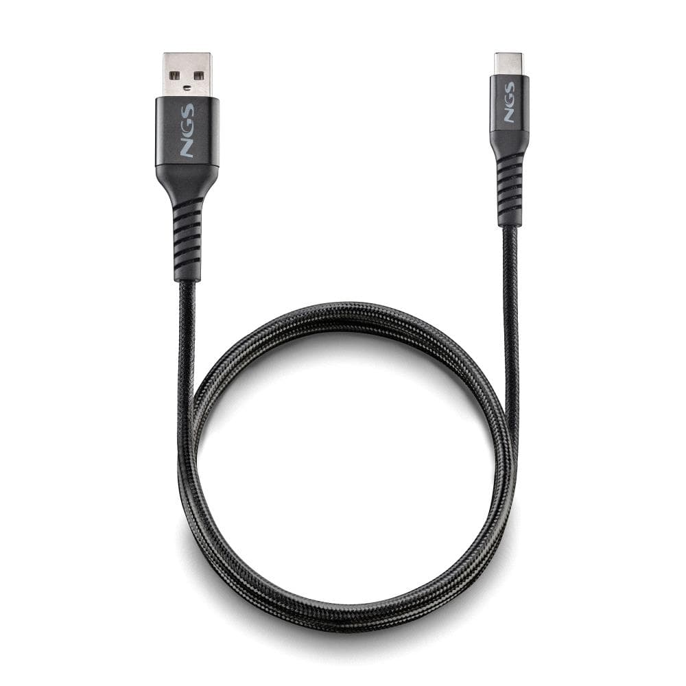 NGS KNOT-AC Cabo USB 2.0 Macho USB-A para USB Tipo C Macho Carga Rápida 12W 480Mbps 1m/2.01m Preto
