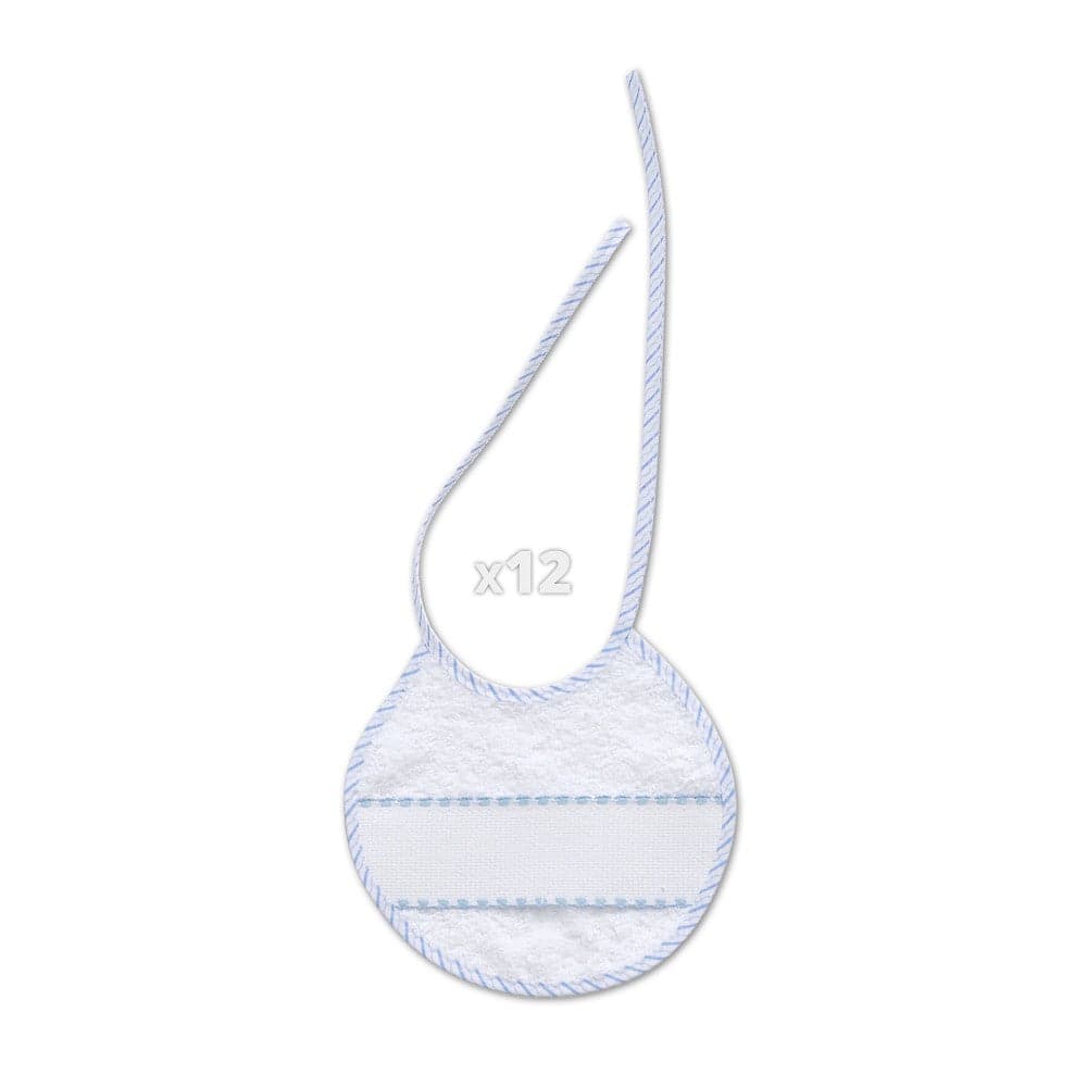 Babete Em Ponto Cruz 20X20 Branco / Azul Interbaby