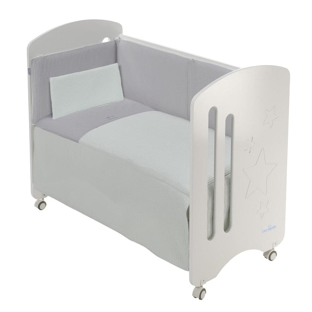 Conjunto 3 Pcs. Cama 60X120 (Colcha+Protetor De Cama+Almofada) Algodão Ninho Abelha Astrid Verde Don Algodon