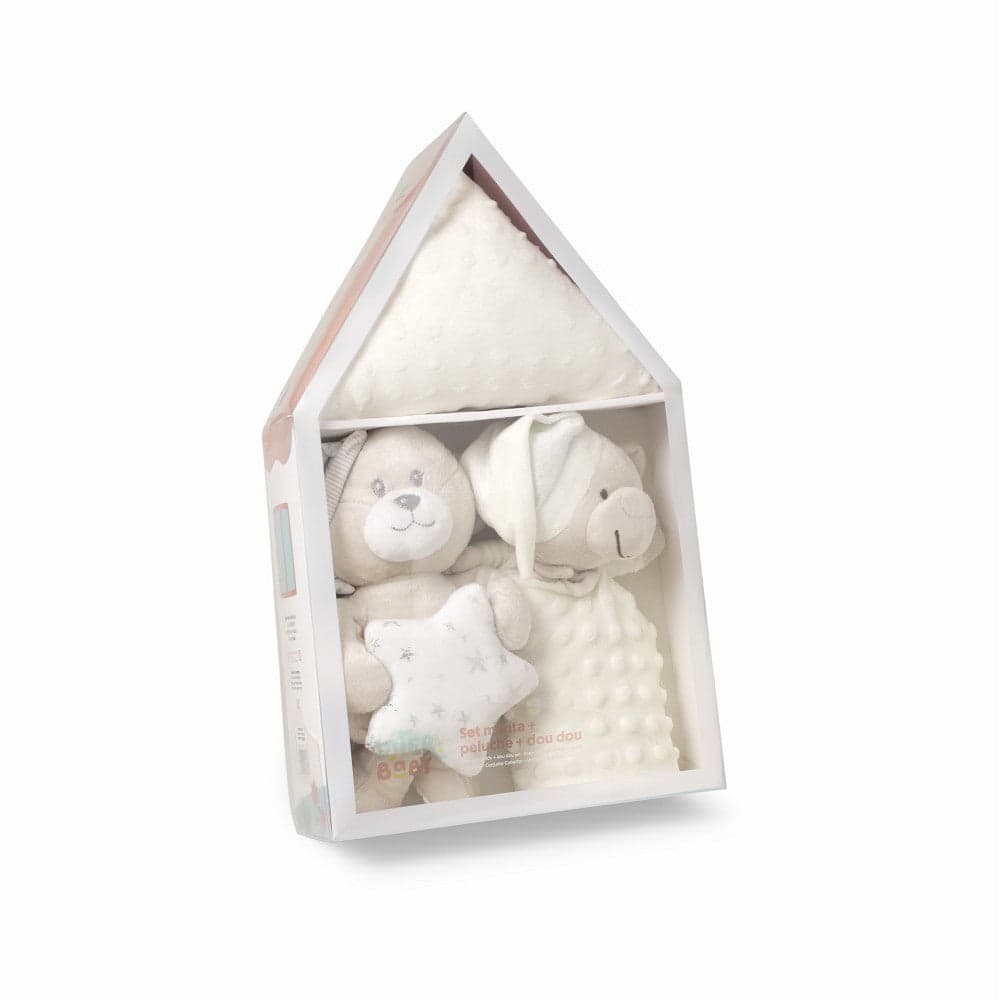Conjunto 3 Peças (Bichinho+Manta+Doudou) Bege Interbaby
