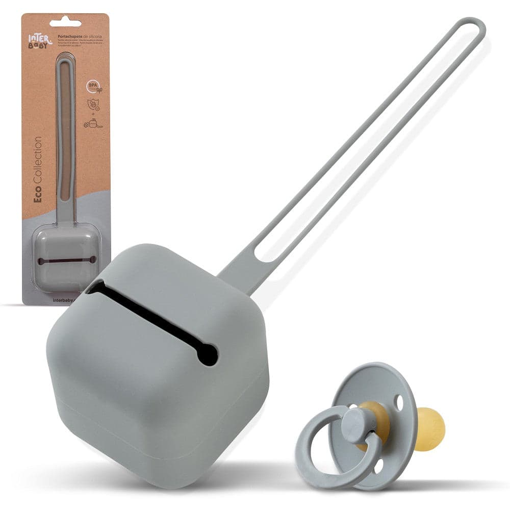 Porta Chupeta De Silicone Cinza Petrola Interbaby