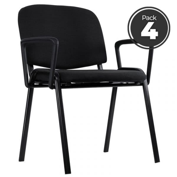 Conjunto 4 Cadeiras Ofis com Braços Preto