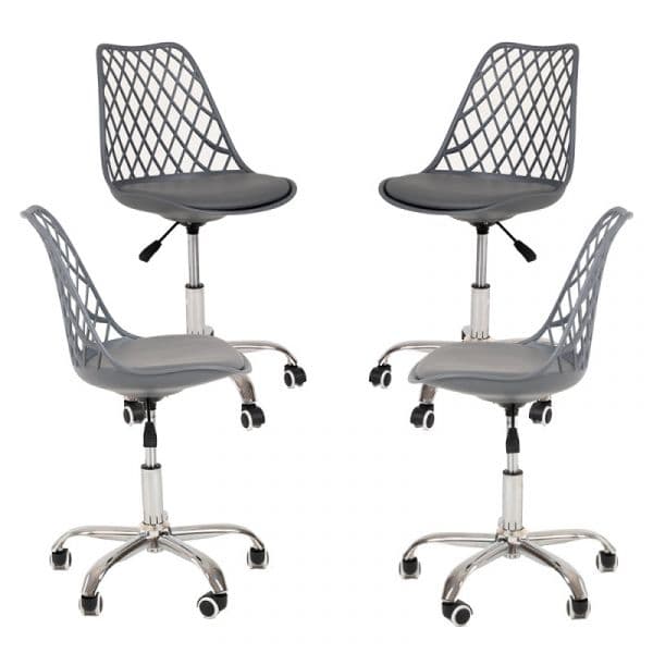 Presentes Miguel Conjunto 4 Cadeiras Mima Office Cinza Escuro