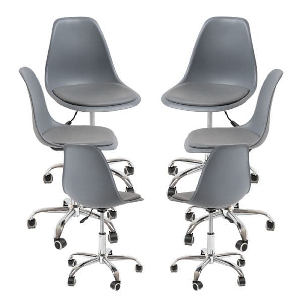 Presentes Miguel Conjunto 6 Cadeiras Dami Office Cinza Escuro