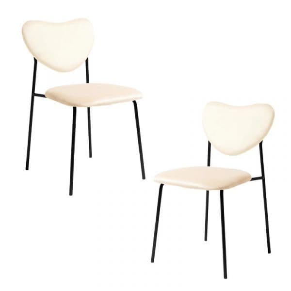 Presentes Miguel Conjunto 2 Cadeiras Cora Black Veludo Beige