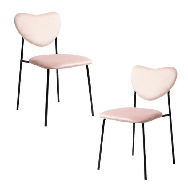 Presentes Miguel Conjunto 2 Cadeiras Cora Black Veludo Rosa