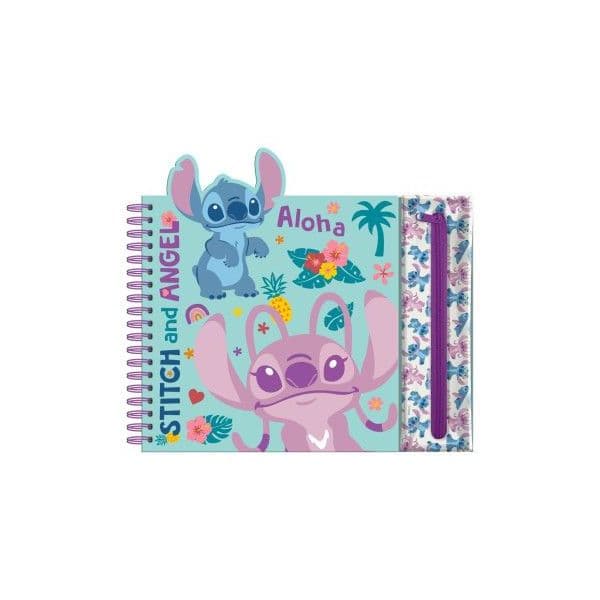 Kids Licensing Caderno de Atividades Stitch Disney com Estojo Removível Aloha 1Un.