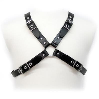 Leather Body Corpo de Couro Preto Fivelas Arnes para Homens