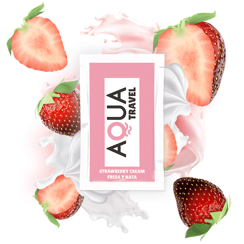 Aqua Travel Lubricante Base Agua Morango e Nata 6 ml D-230599
